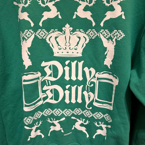 Jerzees Green Crewneck Dilly Dilly Sweatshirt Size M - Picture 2 of 5